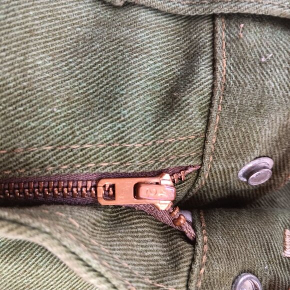 24x27 Boys Vintage Leafy Green Denim Jeans 1970's Flare Distress Hippy Shaggy - Picture 7 of 8